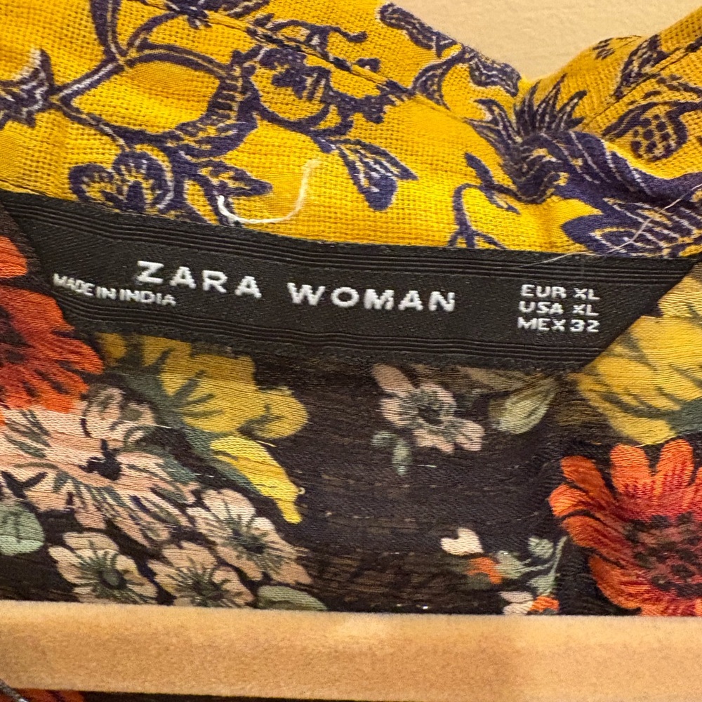 NWOT Zara Chiffon Patchwork Floral Paisley Blouse Women’s XL - Picture 3 of 9